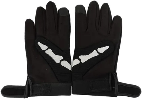 Vista 5 de Guantes de motociclista de esqueleto con calavera y hueso, talla XS