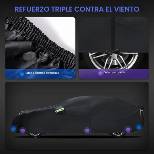 Vista 5 de Funda de auto para Tesla Model 3 2017-2026, 6 capas de cubierta impermeable para todo tipo de clima, cubierta exterior completa para exteriores