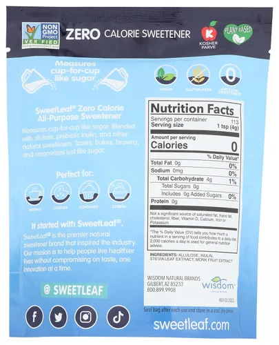 Vista 2 de SweetLeaf Indulge Edulcorante – Sustituto de azúcar con stevia, fruta del monje, alulosa e inulina, uso para hornear, cocinar o café, alternativa