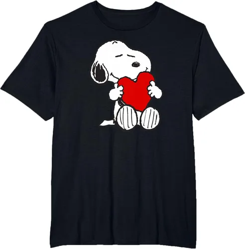 Vista 43 de Peanuts Camiseta de San Valentín Snoopy Hugging Heart, Negro