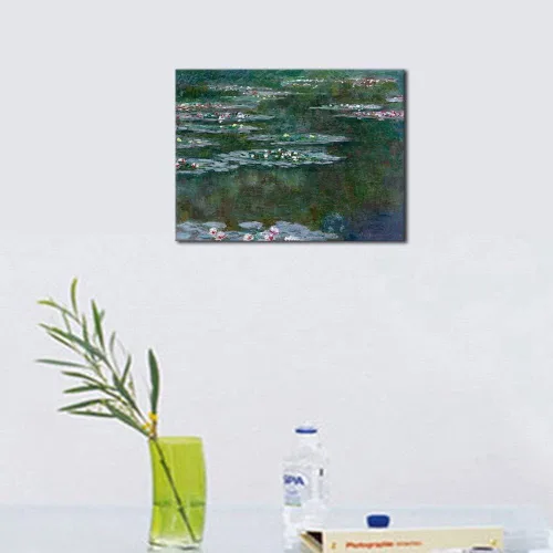 Vista 9 de Wieco Art Lienzos de nenúfares en lienzo para pared, imágenes de Claude Monet, flores famosas, pinturas al óleo para dormitorio, baño, hogar