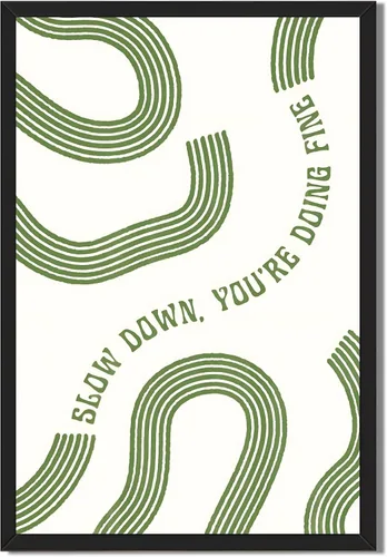 Vista 29 de Arte de pared "Slow Down You’re Doing Fine" Retro Minimalista Motivacional Cita Musical Póster Inspirador Letras de Canciones de Media Siglo en Tela