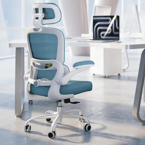 Vista 17 de TRALT Silla ergonómica de oficina, silla de escritorio con reposacabezas ajustable, silla de computadora de soporte lumbar, silla cómoda de malla