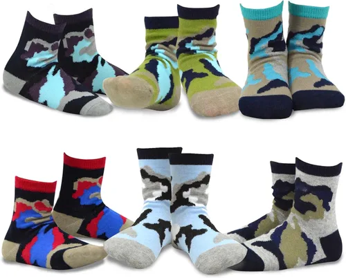 Vista 16 de TeeHee - Calcetines deportivos novedosos para niños pequeños y pequeños, paquete de 6 pares 3 pares-negro