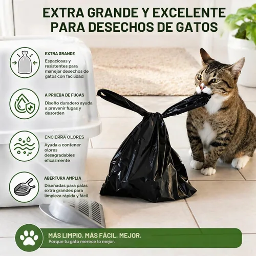 Vista 6 de Bolsa de plástico negra para camisetas (600 quilates) bolsas de basura para perros compatibles con Arm & Hammer giratorio Bin y rastrillo recogedor