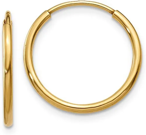 Vista 8 de Aretes de aro infinito de oro de 14k, tubo de 1,25 mm de grosor