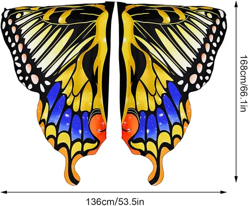 Vista 6 de Butterfly Wings for Women Adult Large Fairy Cape Halloween Dancing Festival Costume