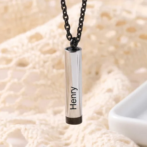 Vista 3 de Collar con Mensaje Secreto Collar de Barra Grabado Personalizado para Hombres Joyería con Mensaje Oculto y Significado Regalo de Acero Inoxidable