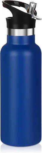 Vista 44 de Volhoply Botella de agua aislada para niños de 17 onzas, botellas de agua de acero inoxidable con tapa con pajilla, botella de agua de metal al