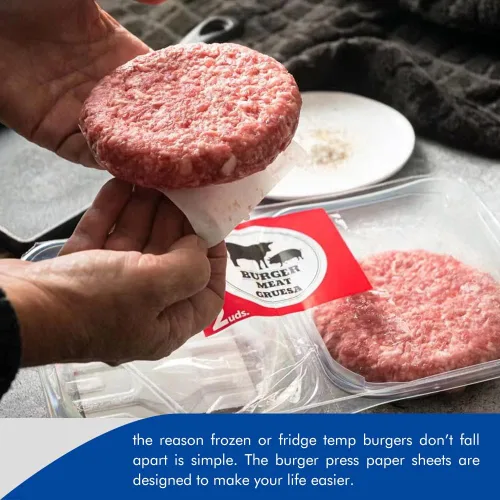 Vista 3 de Burger Patty - Juego de 500 almohadillas antiadherentes para papel de pergamino de hamburguesa