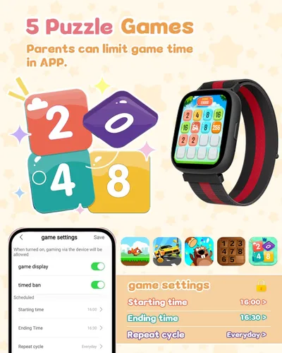 Vista 6 de Reloj inteligente para niños sin necesidad de teléfono ni aplicación, reloj de seguimiento de actividad física de 1.83" con podómetro, contador