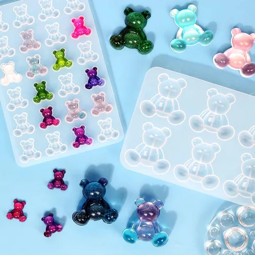 Vista 2 de 3 moldes de resina de oso de peluche, moldes de silicona de corazón para resina epoxi, molde de resina epoxi para manualidades, colgante de llavero