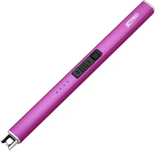 Vista 10 de Encendedor eléctrico de arco resistente al viento, sin llama, recargable por USB, con bloqueo de seguridad para velas, barbacoa, camping (negro)