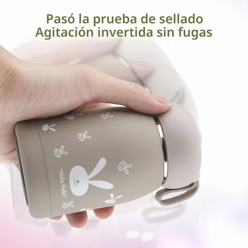Vista 3 de Botella de agua con aislamiento marrón, mini taza de vacío de 10.8 fl oz, taza de café al vacío, taza de viaje de leche de té con bonito