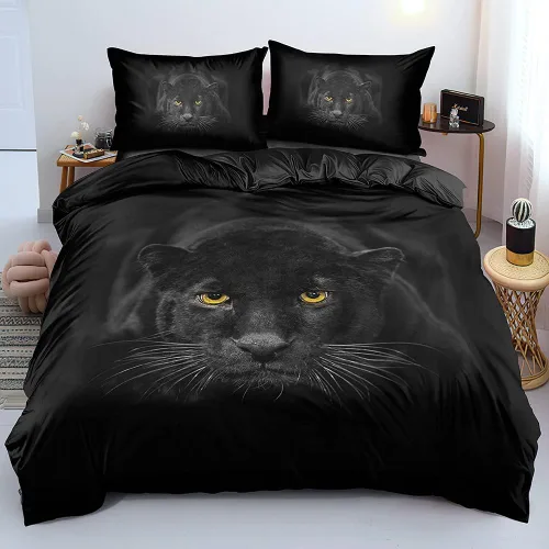 Vista 28 de Juego de funda de edredón con diseño de tigre blanco, tamaño individual, funda de edredón con estampado de animales salvajes, juego de ropa de cama