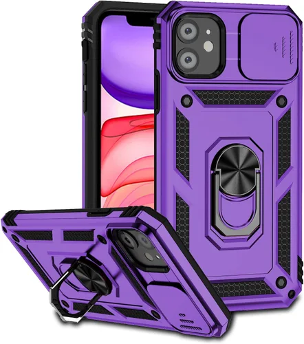 Vista 11 de Funda magnética compatible con iPhone 11 de 6.1 pulgadas, funda magnética para iPhone 11 con cubierta de cámara y soporte de grado militar, a prueba