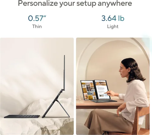 Vista 4 de ASUS Zenbook Duo portátil, pantalla táctil OLED 3K 120Hz dual de 14 pulgadas, Evo, Intel Core Ultra 9 285H, gráficos Intel Arc, 32 GB de RAM, SSD