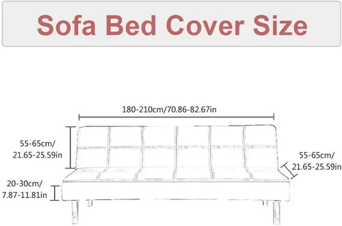 Vista 2 de ele ELEOPTION Funda de sofá cama sin brazos para futón, funda de sofá, funda de sofá, funda de sofá universal de tela elástica de tamaño matrimonial