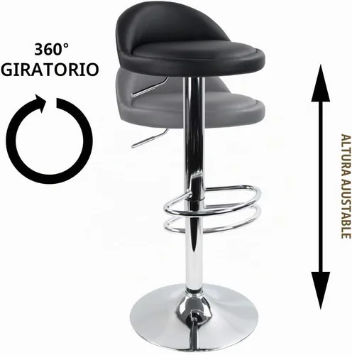 Vista 4 de KKTONER Taburete redondo de cuero sintético con respaldo de altura ajustable giratoria, silla de pub giratoria para el hogar, taburetes de bar