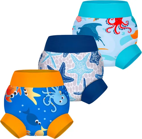 Vista 8 de BIG ELEPHANT - Pañales de natación para bebé, 3 unidades, ajustables, lavables, impermeables, reutilizables, para niños y niñas de 6 meses a 5 años