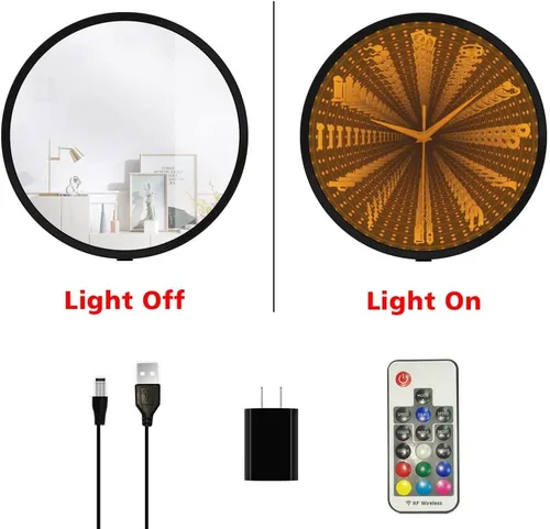 Vista 4 de The Geeky Days Accesorios para tienda de sexo, espejo infinito interestelar, reloj de pared luminoso, erótico, íntimo, juego de rol, herramientas