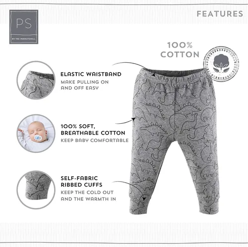 Vista 2 de The Peanutshell Pantalones de bebé de camuflaje y dinosaurio para niños paquete de 5 unidades tallas de recién nacidos hasta 24 meses forro polar