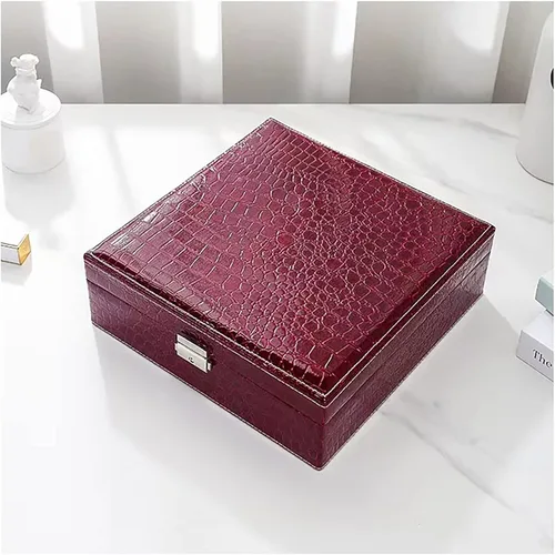 Vista 4 de Organizador de caja de joyería caja de almacenamiento grande de 2 capas caja de joyería de cuero sintético para mujeres para almacenar anillos