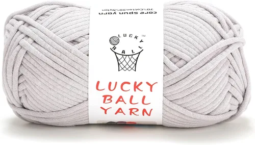Vista 12 de LUCKY BALL Hilo para ganchillo, 3.53 oz/109 yardas, 70% algodón, 30% nailon, #5, hilo de tubo voluminoso para tejer, para bolsos, sombreros