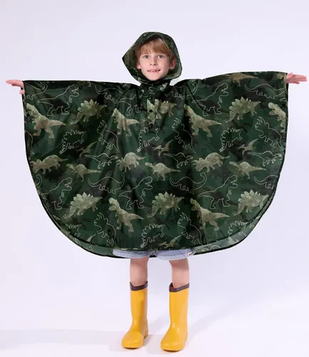Vista 3 de WAWSAM Poncho de lluvia ligero para niños, impermeable, reutilizable