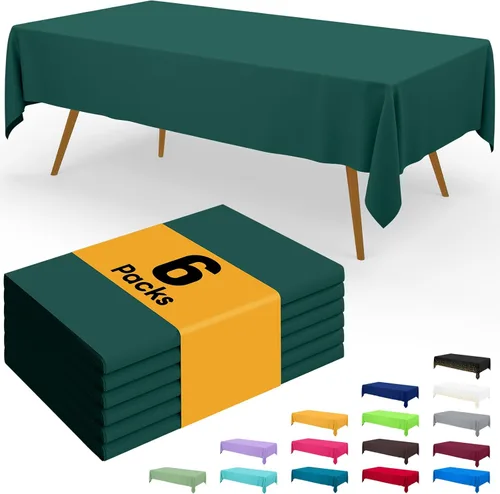 Vista 62 de Smiry - Juego de 6 manteles desechables, 54 x 78 pulgadas, manteles impermeables rectangulares para fiestas, cubierta de mesa de plástico