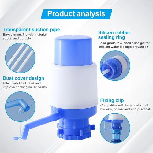 Vista 2 de Bomba de agua manual para botella de 5 galones, dispensador de jarra de agua portátil, dispensador de agua a presión manual para camping, deportes