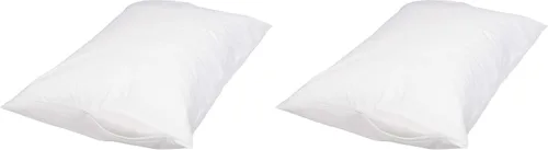 Vista 9 de Amazon Basics Protector de almohada hipoalergénico 100% algodón estándar transpirable con cremallera, lavable a máquina, blanco, 27 x 21 pulgadas