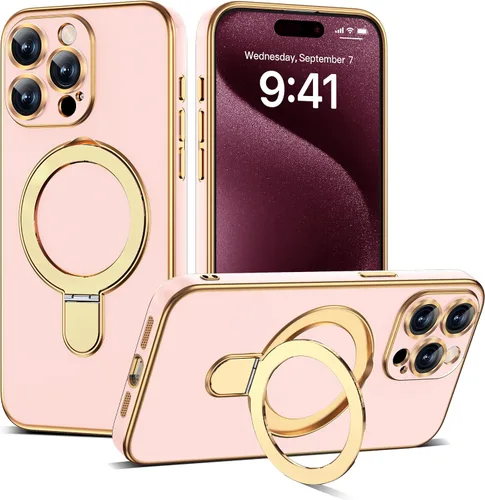 Vista 80 de Funda compatible con iPhone 12 con soporte de anillo magnético invisible [compatible con Mag-Safe] [Protector completo de lente de cámara] Funda