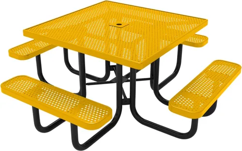 Vista 92 de COATEDOUTDOORFURNITURE Mesa de picnic cuadrada de 46 pulgadas, expandida, color negro