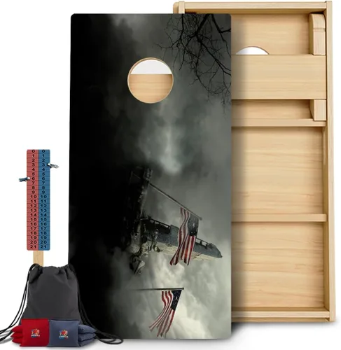 Vista 85 de CornholeGamesUSA Pro - Juego de tablas de Cornhole Fabricado en Estados Unidos Abedul báltico 3/4 Sin rebote Patas triples gruesas Dos 1