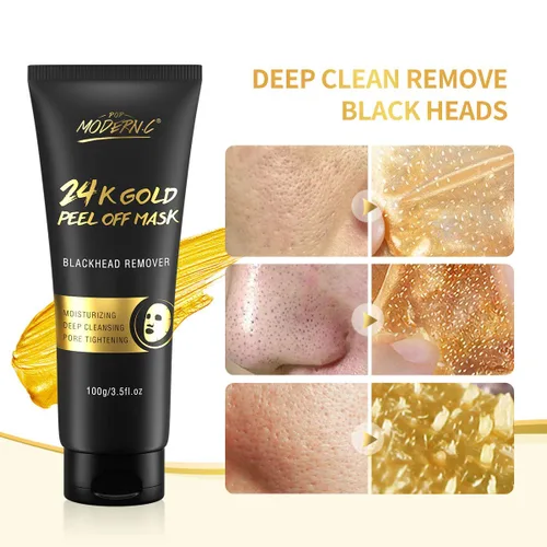 Vista 9 de Máscara eliminadora de puntos negros, máscara desprendible de oro de 24 quilates, máscara facial dorada antienvejecimiento, limpieza profunda