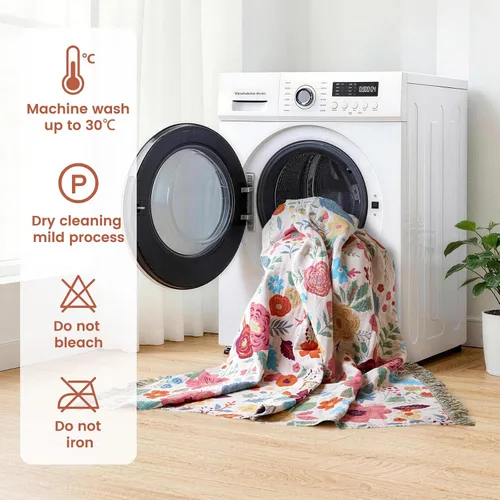 Vista 122 de MSGKV - Manta bohemia/primaveral de algodón para sofá y sala de estar, de gasa acogedora, de 50 x 60 pulgadas 50"x60" Cotton Throw, Woven Bird