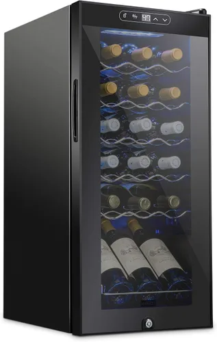 Vista 21 de Schmecke - Refrigerador de vino con compresor de 34 botellas con cerradura Gran bodega independiente Refrigerador de vino digital 41f-64f