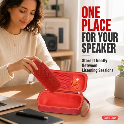 Vista 8 de GWCASE Funda rígida para altavoz Bluetooth portátil JBL Flip 7/6/5, color Rojo