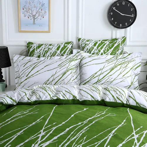 Vista 9 de Swanson Beddings - Juego de ropa de cama (100 % algodón), ramas de árbol Funda de edredón, fundas de almohada., Algodón, verde-blanco, gemelo