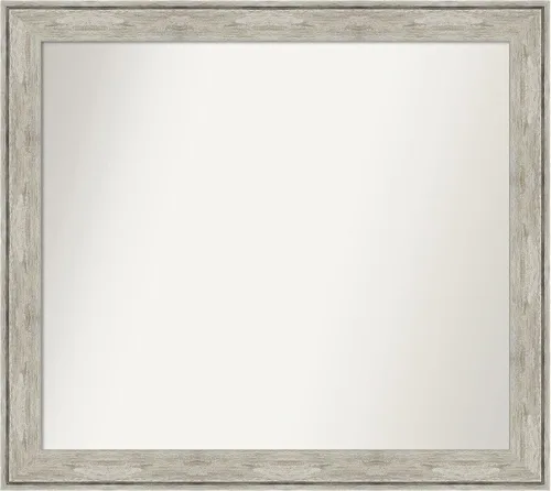 Vista 514 de Amanti Art Espejo de baño plateado para sobre el fregadero, 28 x 37 pulgadas, elegante espejo rectangular de peltre cepillado, marco de madera