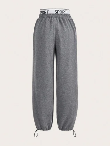 Vista 2 de COZYEASE Pantalones deportivos largos sueltos con cinta gráfica para mujer
