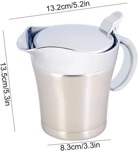 Vista 2 de Salsa de doble pared con aislamiento térmico de acero inoxidable 304 Salsa de barco Serveware para bebidas Olla de cocina Jarra para servir