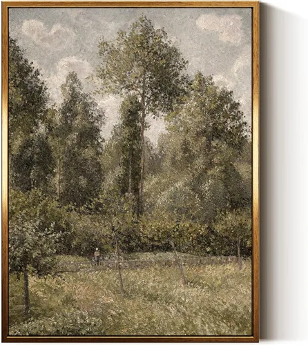 Vista 53 de InSimSea Arte de Pared en Lienzo Vintage con Marco Dorado Dama del Siglo XVII en Vestido Blanco Tono Oscuro 12 x 16 pulgadas, Retrato Melancólico
