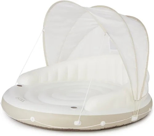 Vista 7 de INTEX 58292EP Canopy Island Flotador inflable para piscina: cómoda superficie de descanso - portavasos integrados - Parasol desmontable - Capacidad