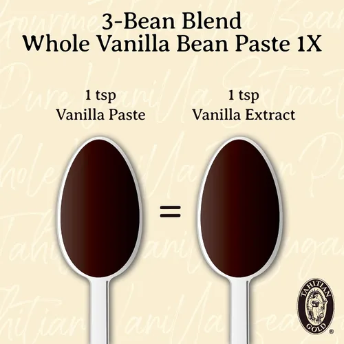 Vista 6 de Tahitian Gold Mezcla de 3 frijoles: pasta de vainilla entera – Pasta de vainilla robusta, dulce y cremosa para hornear, postres y bebidas – Mezcla