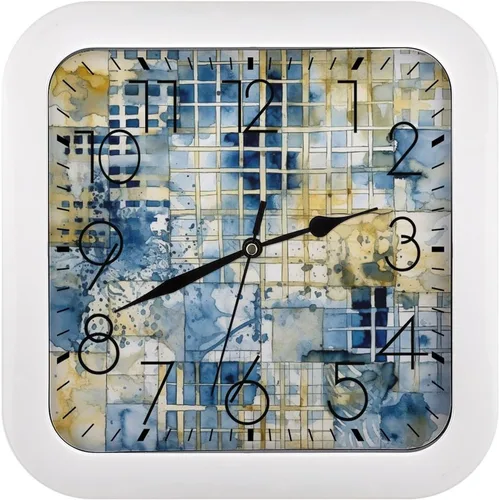 Vista 18 de 10" Square Modern Wall Clock,African Mud Cloth Tribal Print Kitchen Clocks Wall Battery Operated,Silent Non Ticking Unique Funny Cute Wall Clock for