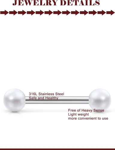 Vista 4 de Prjndjw 8-12 pares de anillos para pezón de acero quirúrgico de 14G y 16G, anillos para lengua de acero quirúrgico, piercing para pezón, diamantes
