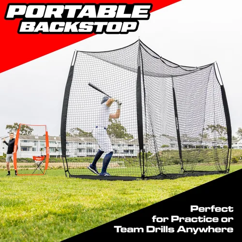 Vista 3 de GoSports Red de práctica portátil con respaldo para béisbol y softbol - Red de 10 x 8 pies para bateo y lanzamiento para patio trasero
