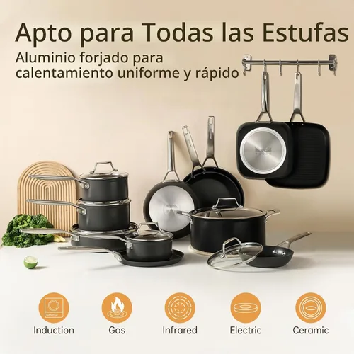Vista 9 de MsMk - Sartén cuadrada con tapa de 9.5 pulgadas, sartén de parrilla antiadherente de titanio y cerámica, mango Stay-Cool, compatible con todas